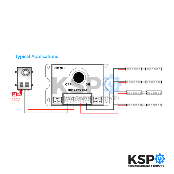 สวิตช์ หรี่ไฟ ปรับความสว่างไฟ สำหรับไฟเส้น DIMMER LED DC12-24V 30A อะไหล่เครื่องใช้ไฟฟ้า